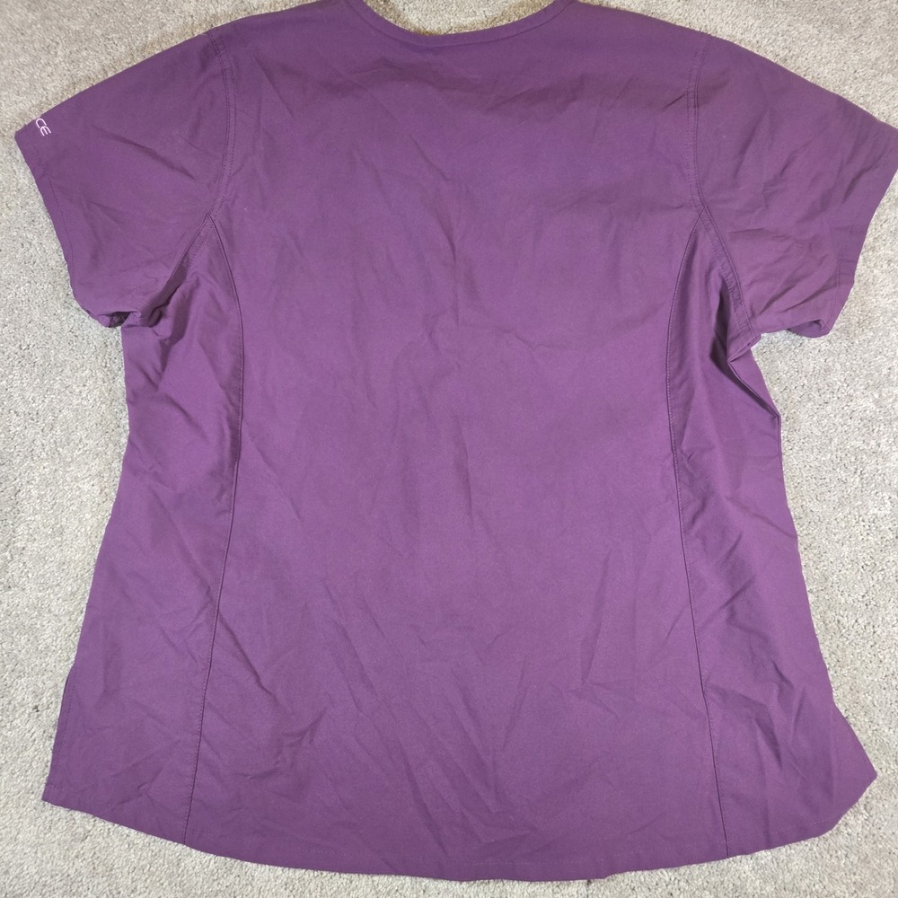 Carhartt Force Purple Scrub Top Size XL Short Sleeve V Neck Pockets - Picture 7 of 7
